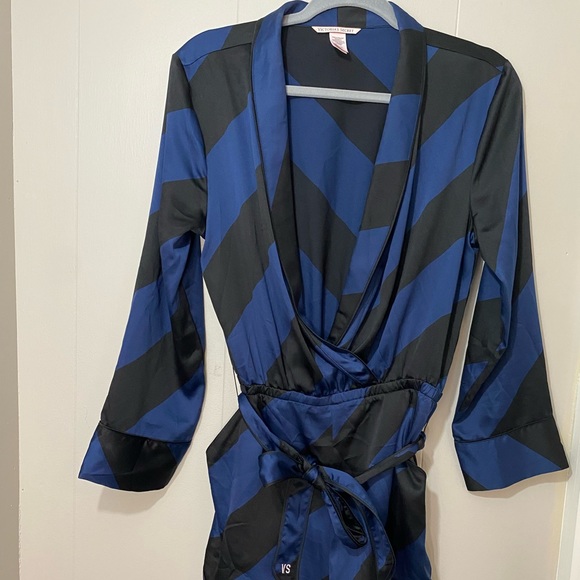 Victoria's Secret Black and Blue Stripe Satin
Romper Size Small - Picture 7 of 9